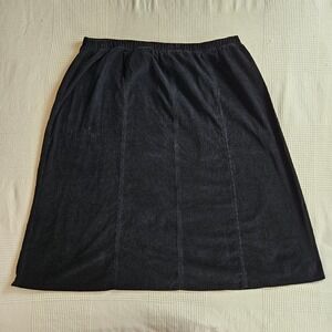 Cabin Creek Black Corduroy Midi Skirt Fall Indie Elastic Waist Cotton Women 26